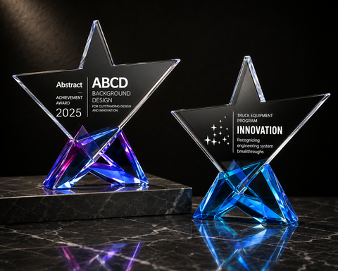 Twin Star Crystal Award - custom crystal awards with your logo